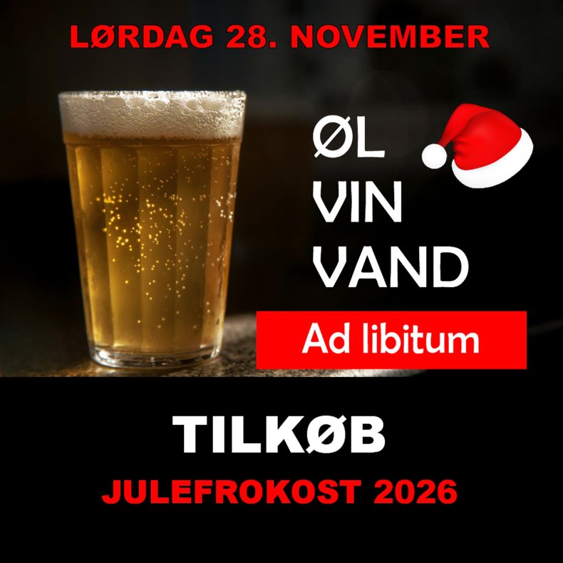 �l, vin og vand ad libitum, julefrokost 28/11